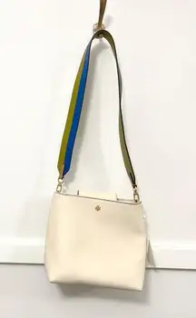 NWT Tory Burch Emerson Color Block Bucket Bag Ivory Blue Green