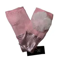 INC  International Concepts Pink Fingerless Mittens with White Pom New