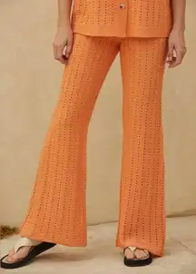 NWT By Together Anthropologie Orange Knit Flare Pants size Medium