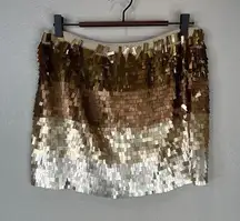 Calypso St. Barth Mini Skirt Size Medium Gold Metallic Embellished Ombré Silk