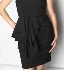 Alice + Olivia  Reese Strapless black Ruffle Peplum Dress 2