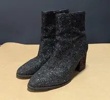 Corkys Razzle Dazzle Black Glitter Ankle Booties Heeled Boots Womens 8 Hey Girl