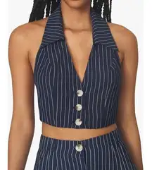 Danielle Bernstein by WeWoreWhat Bella Pinstripe Vest Blue XXL NEW