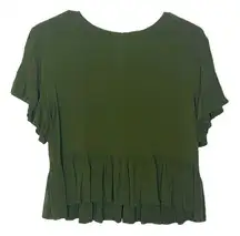 Fashion On Earth Green Peplum Short Sleeve Cropped Top