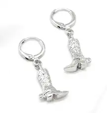 Silver Cowboy Boot Earrings