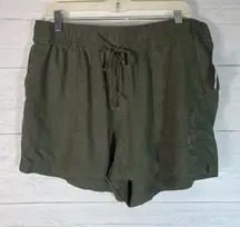 Gap Olive Green stretch drawstring waist pull on lounge shorts Large