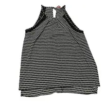 Candies Women Black & White Geometric Print Sleeveless Halter Tank Top - Size L