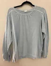 Poetry Organic Cotton Hemp Sky Blue Balloon Sleeve Top US 4