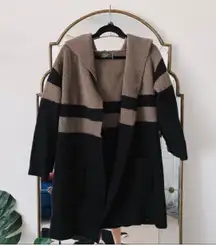 black tan hooded soft knit cardigan