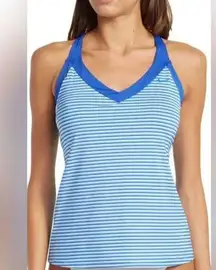 NWT NIKE Teal & Blue Stripe V-neck Tankini Swim Top - size XS