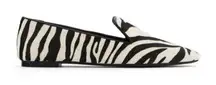NEW Zara Black White Zebra Print Leather Calf Hair Mulesslides EU 36 US 6.5