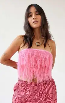 Urban Outfitters pink fluffy tube top