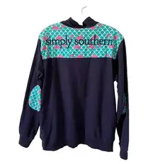 Simply Southern Turtles Whale Quarter Zip Pull Over Long Sleeve Shirt Blue Small