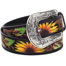 Nocona Women's Sunflower Tooled Western Belt D9