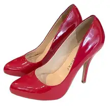 AUDREY BROOKE Red Patent Leather Round Toe Pumps