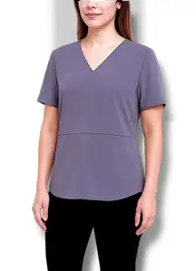 Worthington Womens Violet Granite V-Neck Short Sleeve Pullover Blouse Classic