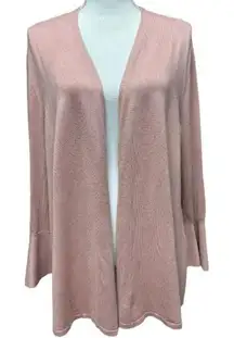 Alfani Pink Open Front Cardigan Bell Sleeves Bow Accents Size L Fre Flowy Dainty