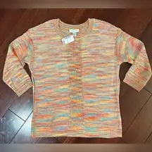 NWT Christopher & Banks Women’s Sweater Rainbow Knit 3/4 Sleeve Size S