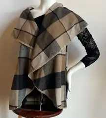 Mud Pie Black and tan Plaid Shawl