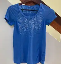 lululemon run: wild short sleeve size top size 4 heathered porcelaine blue