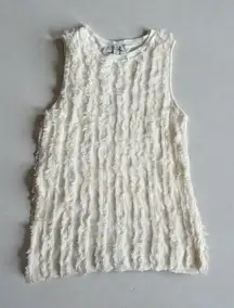 CURRENT AIR Ivory Winter White Striped Tank Top Size Large
