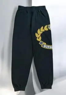 BURBERRY Oak Leaf Crest Joggers Black Boys 14Y $625 Retail NWOT Fits Women’s S/M