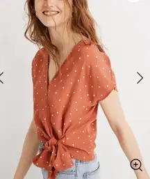 Madewell Sash-Tie Wrap Top in Polka Dot Size xs