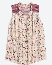 Mason & Belle‎ Womens Floral Sleeveless Button Down Corean Blouse Multi Medium