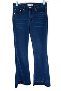 B6 Almost Famous Women's Denim Frayed Flared Jeans Blue Size 5‎