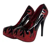 Pleaser Bordello Teaser Pinup Red Flame Platform Stilettos Heels 6