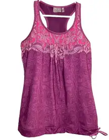 Athleta Tinker Tank Racerback Berry Pink Paisley High Support Mesh Bra Medium