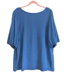 Talbots Light Blue Puff-Textured Front T-Shirt – Size 2X