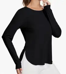 Layer 8 Black Athletic Long Sleeve Shirt With Thumb Holes Size Medium