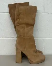 New Steve Madden sz5.5 Marcello brown knee boots suede  cognac tan heeled