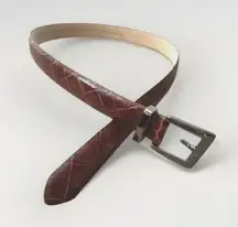 Kenneth Cole Waist Belt Women's Small Brown Leather Crocodile Embossed Classic