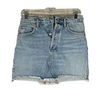 Skirt Womens 2 25" Blue Denim Pencil Straight Mini Skirt Distress Casual