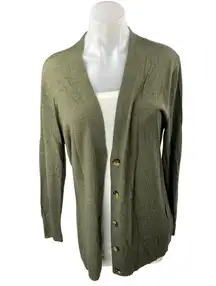 Gap Women's Green Wool Long Sleeve Button Down Cardigan Sweater Top Size L