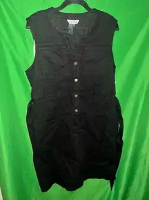 NWT Nanette Lepore Black Sleeveless Denim Button-Down Dress size 14