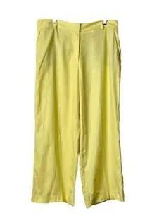 Rachel Zoe New Wide Leg Pants Linen Blend High Rise Yellow Women’s Size 12