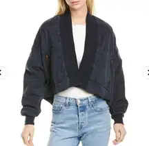 Young Fabulous and Broke  Fara Bomber Jacket Navy Blue Sz L Canvas NEW