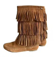 Makalu Nalani Tall 3 Tier Leather Fringe Women’s Boot Size 8