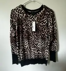 Worthing Women’s Leopard Print Sweater with Black Accents Sz L