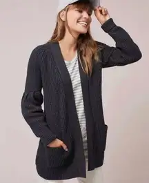 Knitted & Knotted  Gray Majella Balloon Sleeve Cardigan