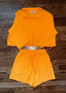 Waffle knit orange set 