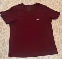 FIGS Catarina Scrub Top Burgundy