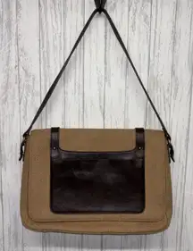 Womens Lauren By Ralph Lauren Vintage Leather Wool Messenger Bag