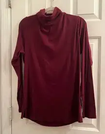 Size 3X red burgundy ribbed fitted cowl turtle neck long sleeve shirt top plus