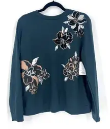Apt. 9 Women's Crew Neck Pullover Embellished Sweater Forest Green Sz Medium NWT
