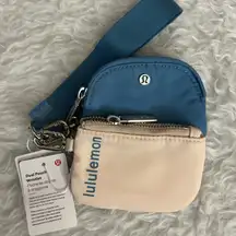 lululemon athletica Blue and Cream Dual Pouch Wristlet