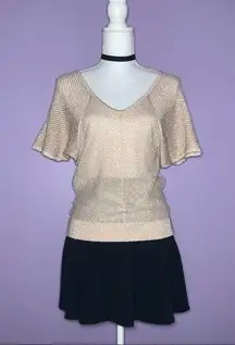 EXPRESS Gold Glitter Knit Top